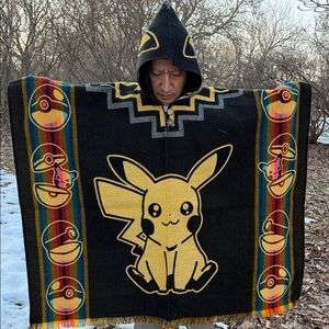Black and Yellow Pikachu Hooded Poncho